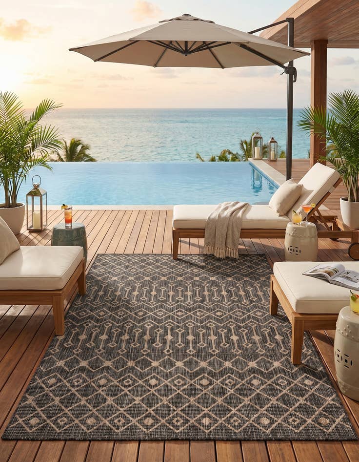 Detail image of 5' 3 x 8' Easy-Clean Lattice Indoor / Outdoor Rug
