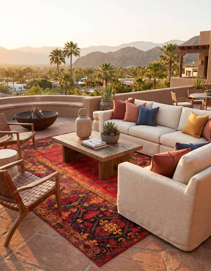 Detail image of 10' x 12' Easy-Clean Tribal Indoor / Outdoor Rug