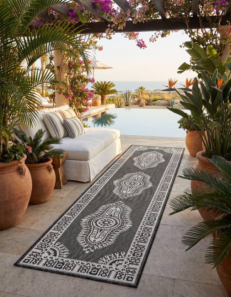 Detail image of 2' x 8' Easy-Clean Traditional Indoor / Outdoor Runner Rug
