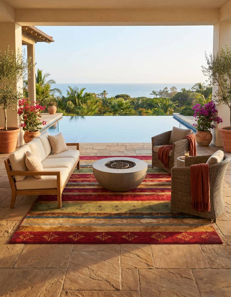 Detail image of 10' x 14' Easy-Clean Modern Indoor / Outdoor Rug