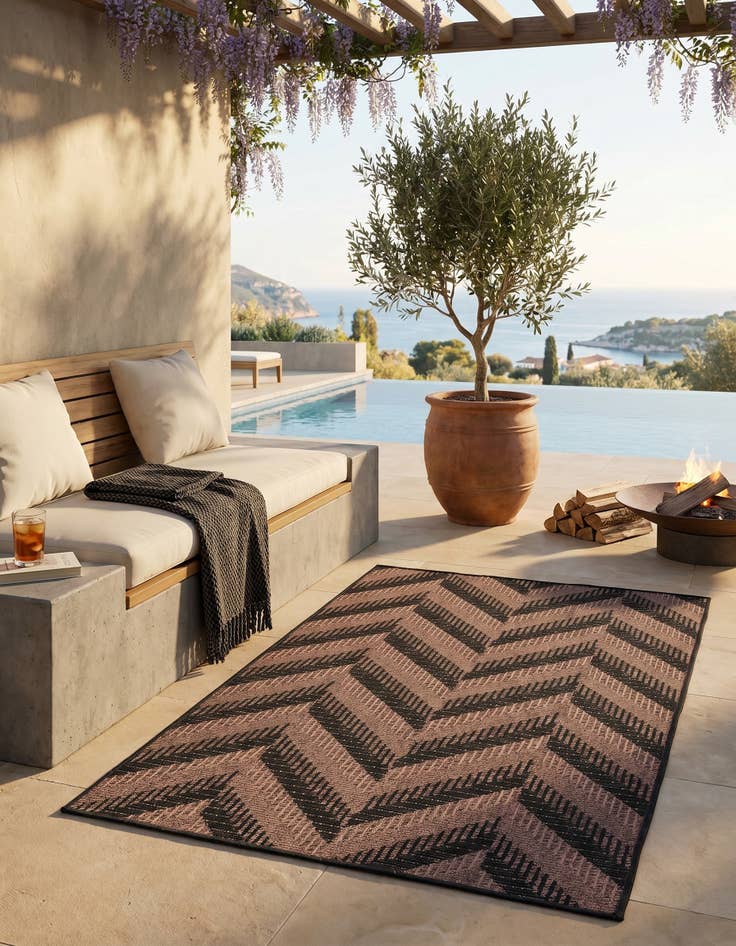 Detail image of 3' 3 x 5' Easy-Clean Modern Indoor / Outdoor Rug
