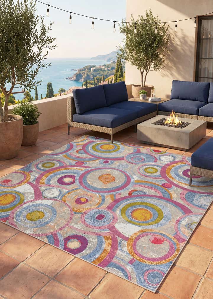 10' x 10' Easy-Clean Modern Indoor / Outdoor Square Rug