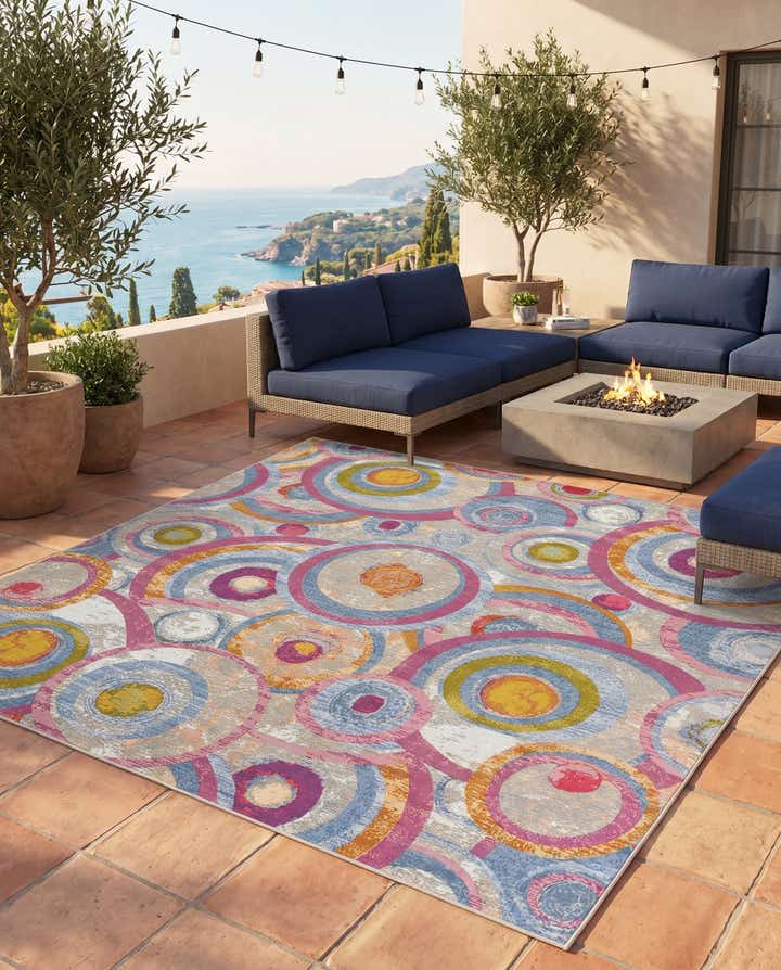 10' x 10' Easy-Clean Modern Indoor / Outdoor Square Rug