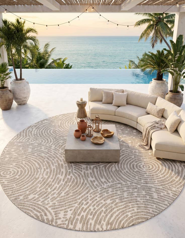 Detail image of 10' x 10' Easy-Clean Modern Indoor / Outdoor Round Rug