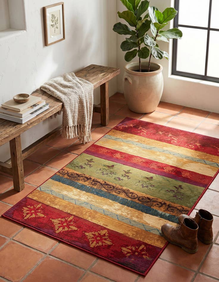 Detail image of 3' 3 x 5' 3 Easy-Clean Modern Indoor / Outdoor Rug