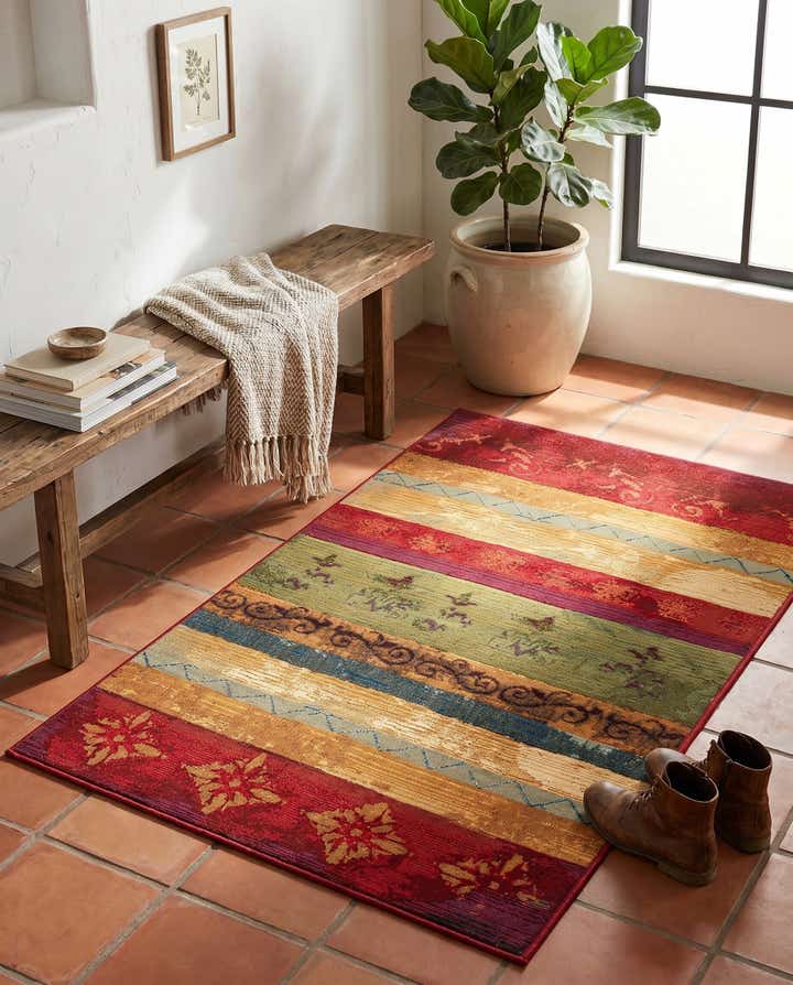3' 3 x 5' 3 Easy-Clean Modern Indoor / Outdoor Rug