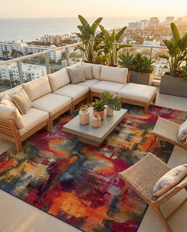 Detail image of 9' x 12' Easy-Clean Modern Indoor / Outdoor Rug