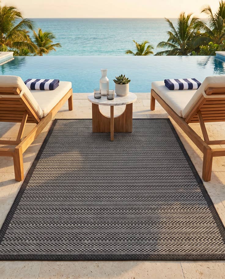 Detail image of 5' 3 x 8' Easy-Clean Border Indoor / Outdoor Rug