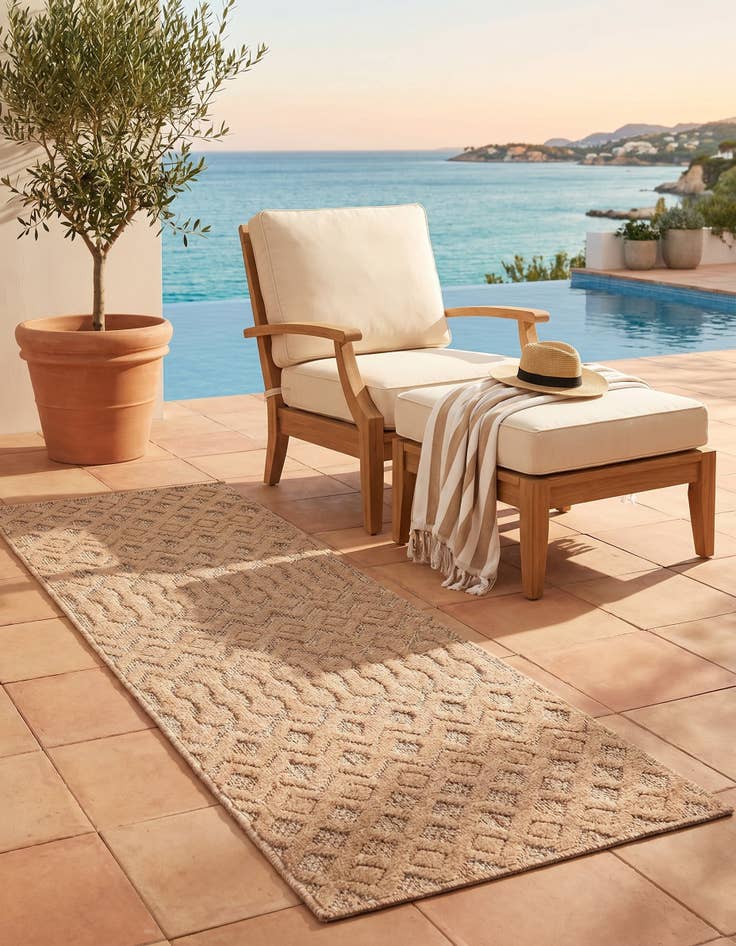 Detail image of 2' x 6' Easy-Clean Trellis Textured Indoor / Outdoor Runner Rug