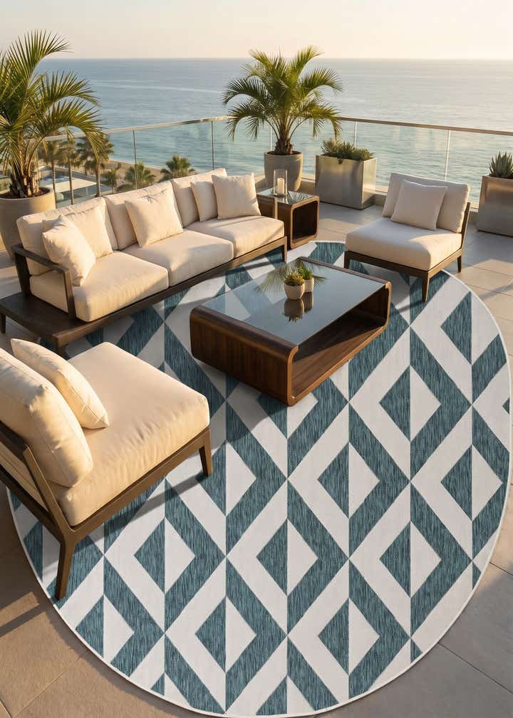 7' 10 x 10' Easy-Clean Jill Zarin Napa Indoor / Outdoor Oval Rug