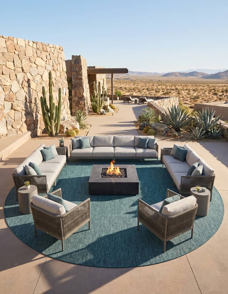 Detail image of 13' x 13' Easy-Clean Solid Indoor / Outdoor Round Rug