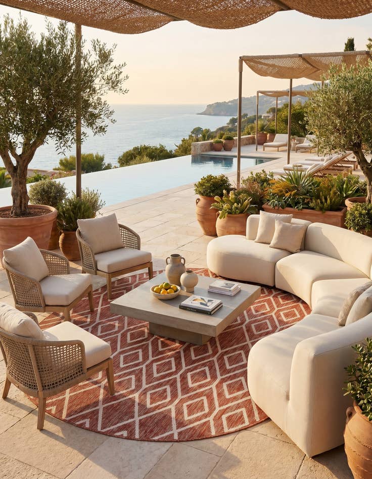 Detail image of 5' 3 x 8' Easy-Clean Jill Zarin Turks and Caicos Indoor / Outdoor Oval Rug