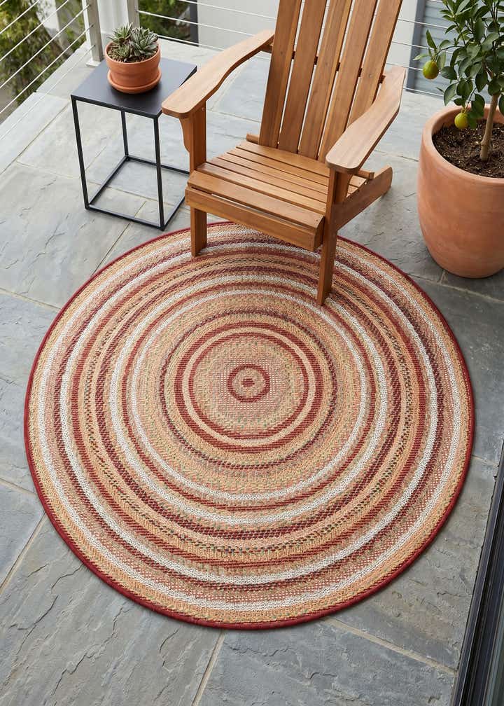 4' x 4' Easy-Clean Baja Indoor / Outdoor Round Rug