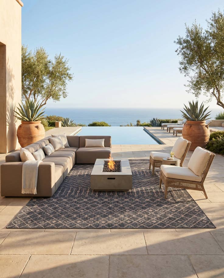 Detail image of 10' x 14' Easy-Clean Lattice Indoor / Outdoor Rug