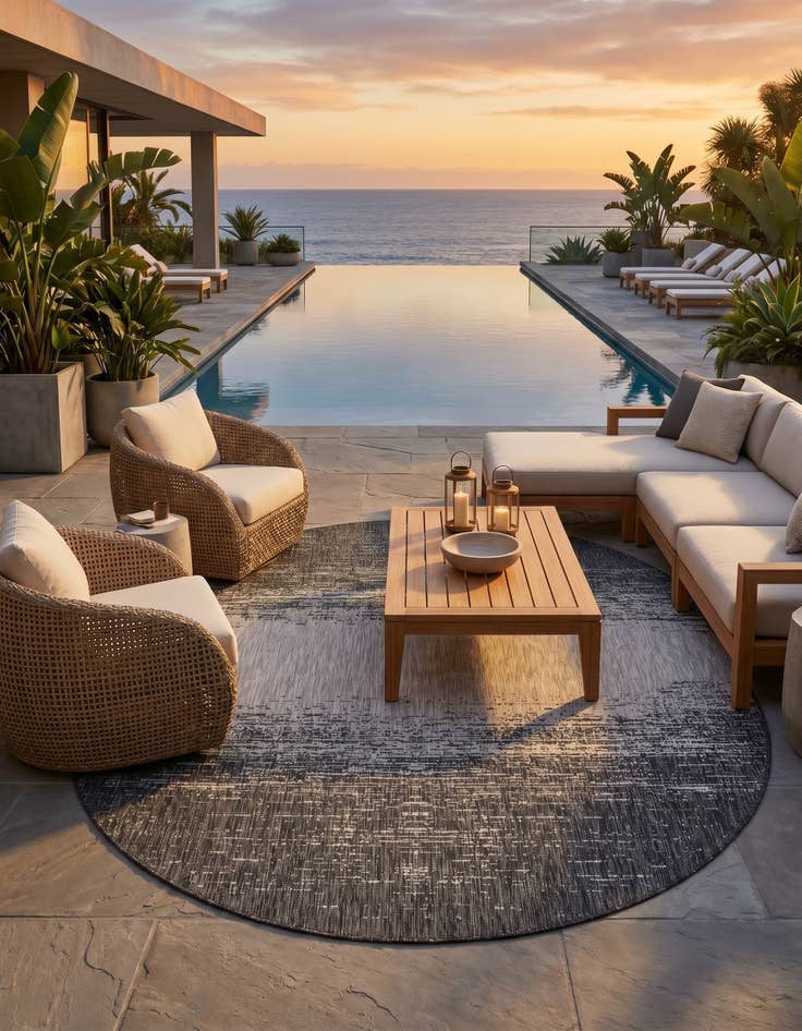 Detail image of 7' 10 x 10' Easy-Clean Modern Indoor / Outdoor Oval Rug