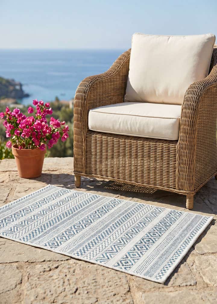 2' x 3' Easy-Clean Striped Indoor / Outdoor Rug