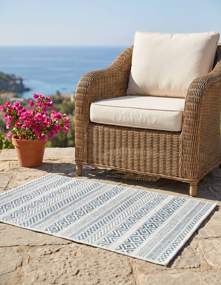 Detail image of 2' x 3' Easy-Clean Striped Indoor / Outdoor Rug