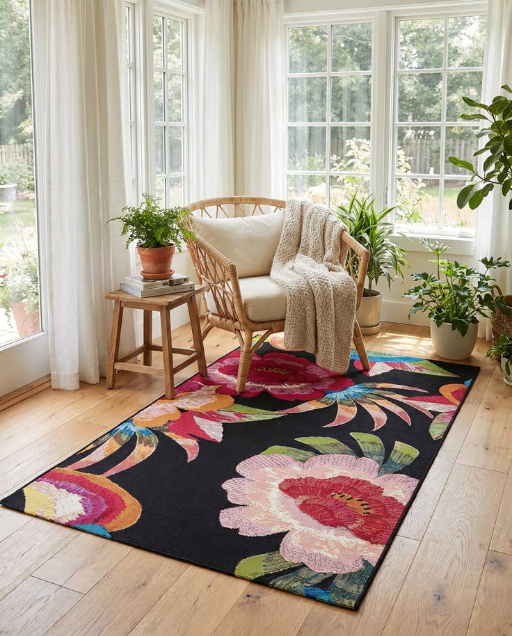 Detailfoto van 100cm x 160cm Makkelijk schoon te maken Botanical Binnen / buiten Vloerkleed