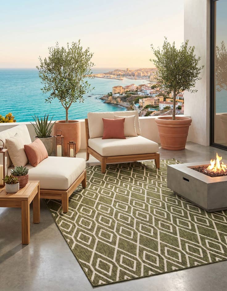 Detail image of 7' 10 x 10' Easy-Clean Jill Zarin Turks and Caicos Indoor / Outdoor Rug