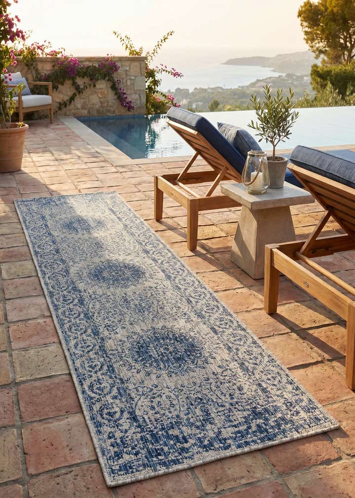 2' x 8' Easy-Clean Traditional Indoor / Outdoor Runner Rug