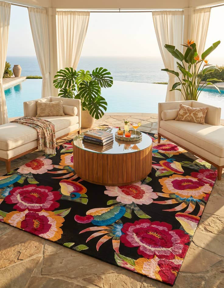 Detail image of 10' x 13' Easy-Clean Botanical Indoor / Outdoor Rug