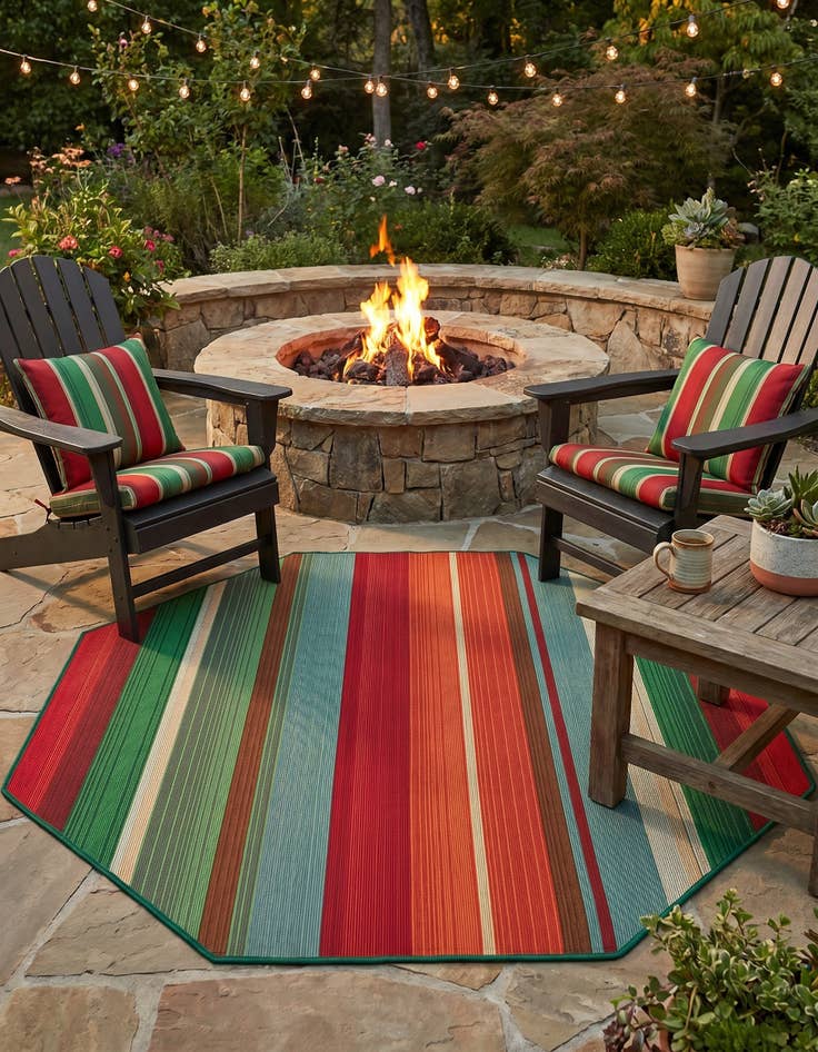 Detail image of 4' x 4' Easy-Clean Modern Indoor / Outdoor Octagon Rug