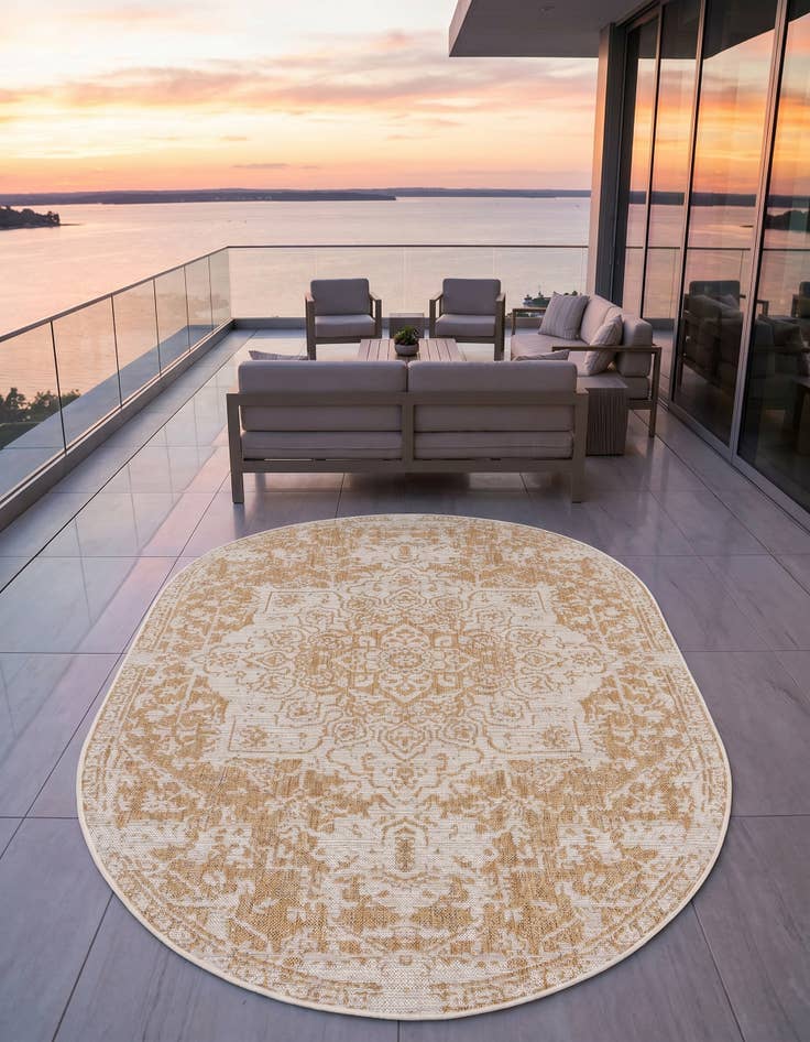 Detail image of 5' 3 x 8' Easy-Clean Jill Zarin Dubai Indoor / Outdoor Oval Rug