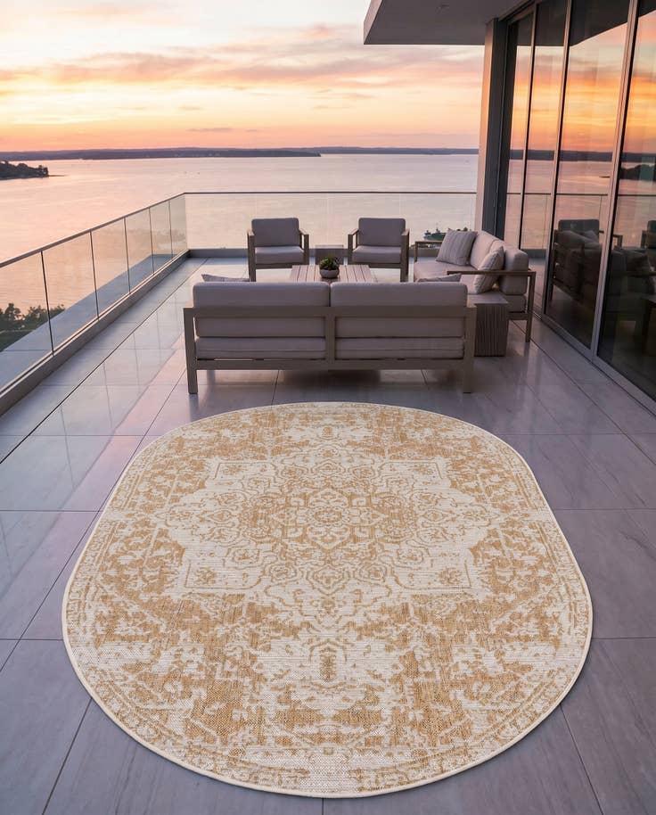 Detail image of 5' 3 x 8' Easy-Clean Jill Zarin Dubai Indoor / Outdoor Oval Rug