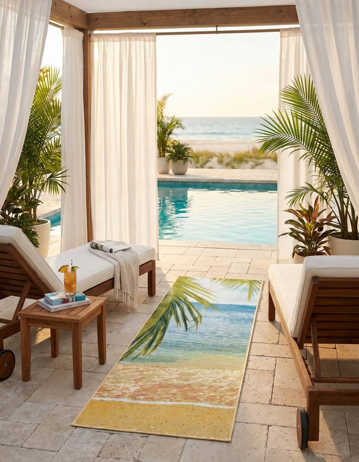 Detail image of 2' 7 x 5' 3 Easy-Clean Coastal Indoor / Outdoor Runner Rug