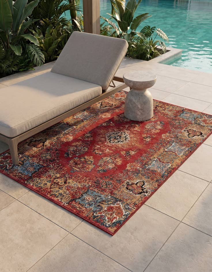 Detail image of 4' x 6' Easy-Clean Traditional Indoor / Outdoor Rug