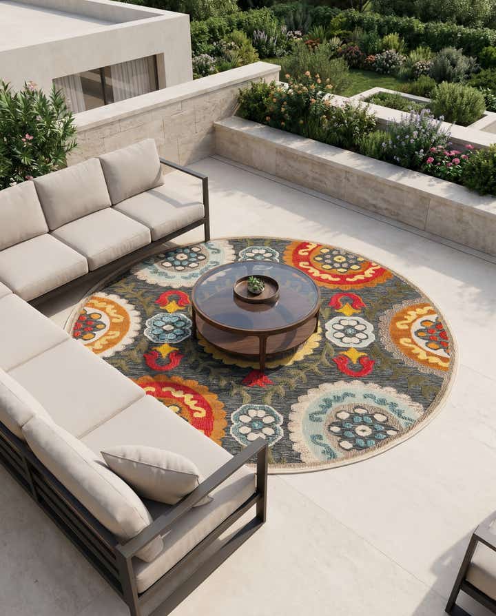 6' x 6' Easy-Clean Casablanca Indoor / Outdoor Round Rug