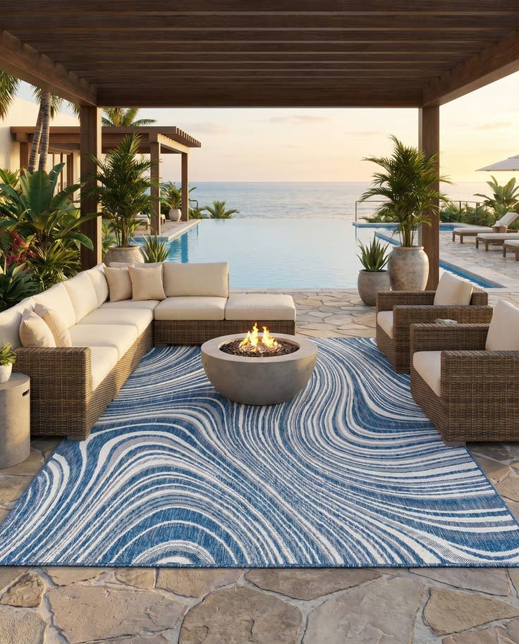 Detail image of 9' x 12' Easy-Clean Modern Indoor / Outdoor Rug