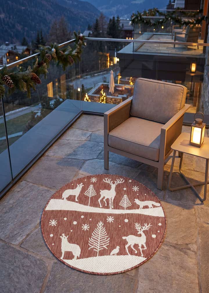 3' x 3' Easy-Clean Holiday Indoor / Outdoor Round Rug