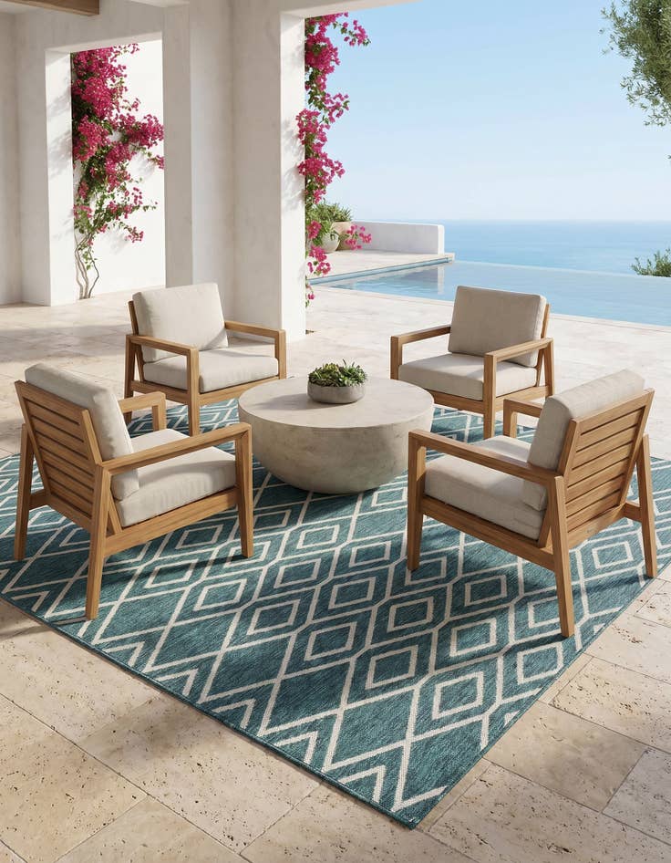 Detail image of 7' 10 x 7' 10 Easy-Clean Jill Zarin Turks and Caicos Indoor / Outdoor Square Rug