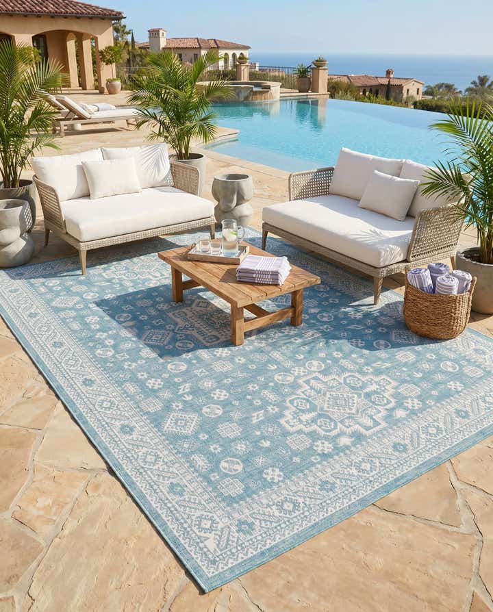 10' x 14' Easy-Clean Aztec Indoor / Outdoor Rug
