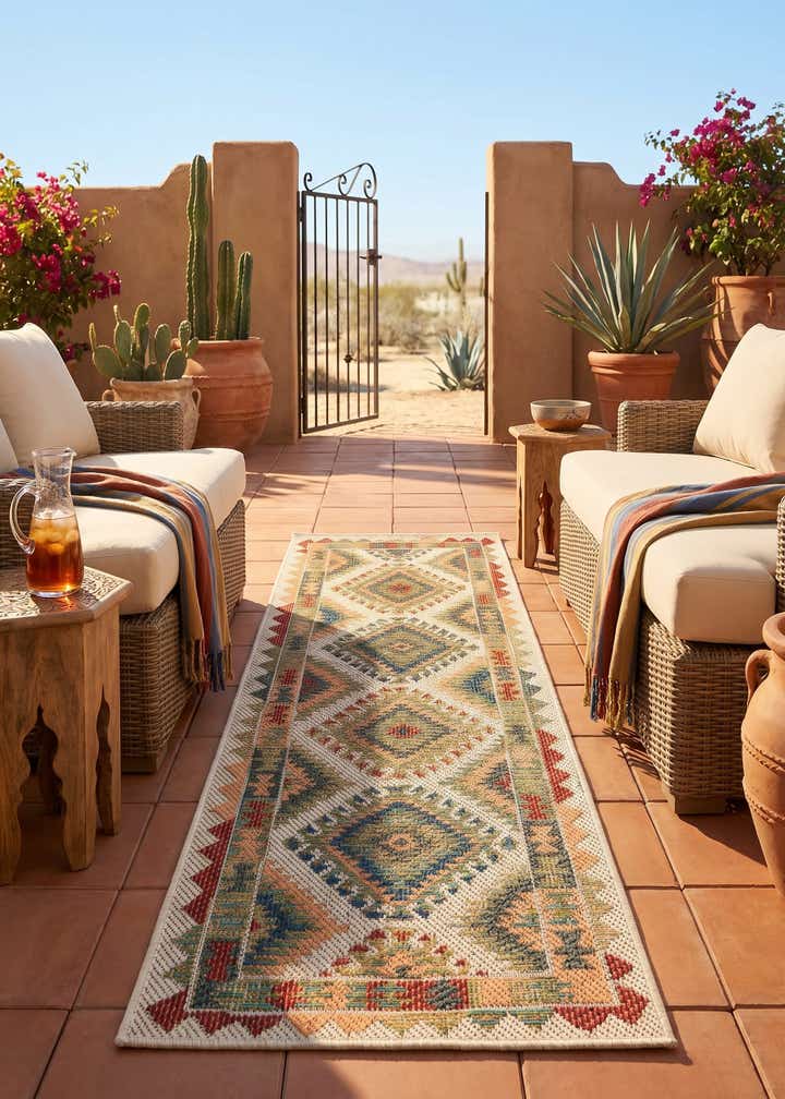 2' x 6' Easy-Clean Baja Indoor / Outdoor Runner Rug