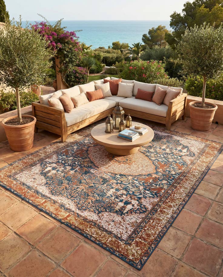 Detail image of 7' 10 x 10' Easy-Clean Traditional Indoor / Outdoor Rug