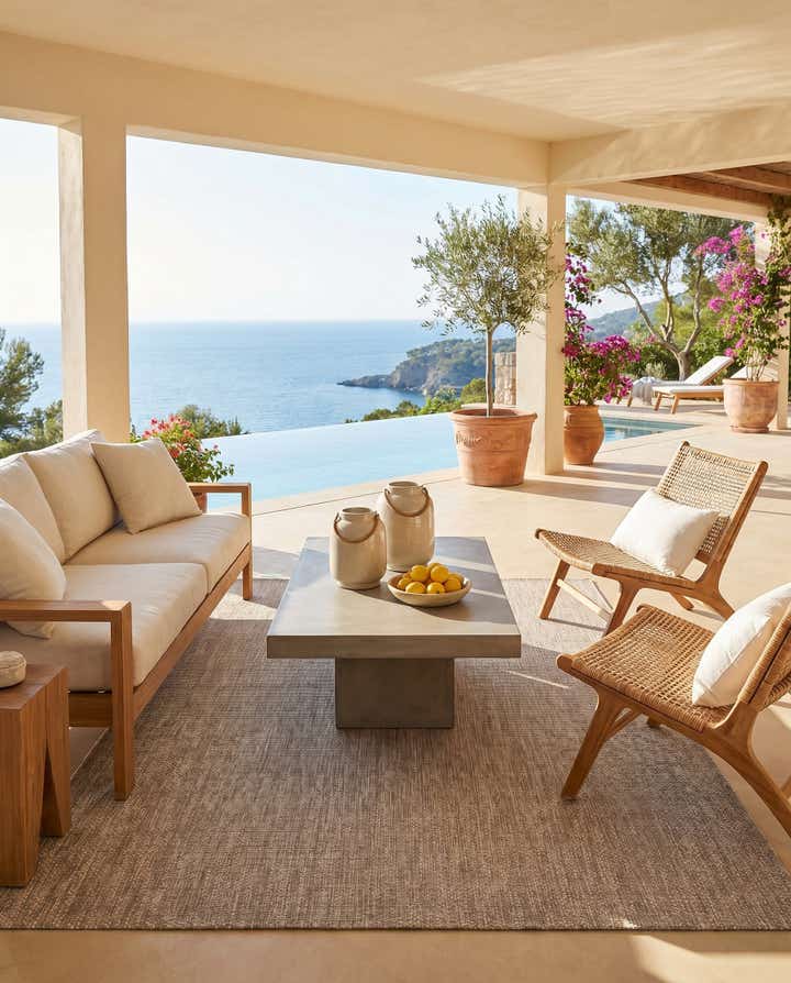 7' 10 x 11' Easy-Clean Solid Indoor / Outdoor Rug