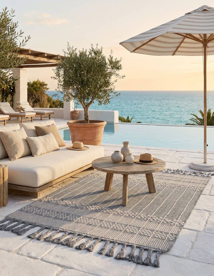 Detail image of 4' 1 x 6' 1 Easy-Clean Eco Bohemian Indoor / Outdoor Rug