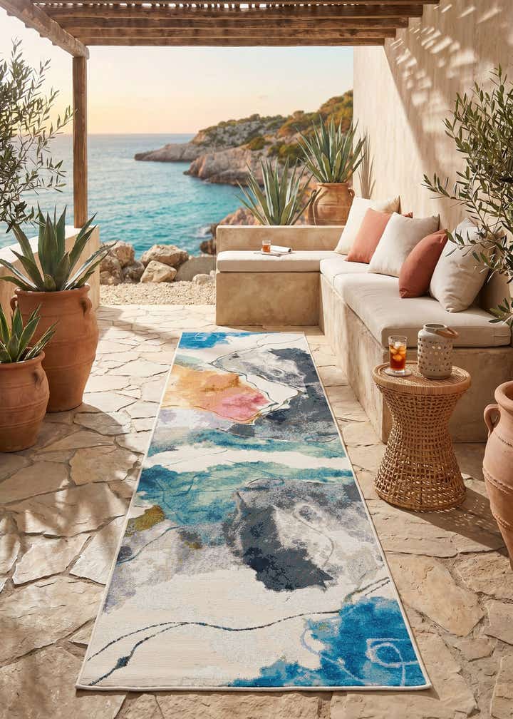 2' 7 x 10' Easy-Clean Modern Indoor / Outdoor Runner Rug