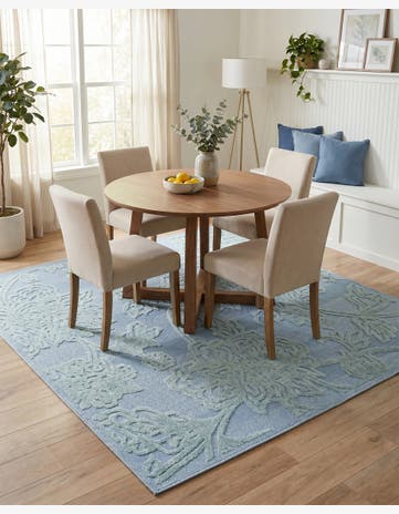 Navy Blue Easy-Clean Aruba Indoor / Outdoor Square Rug