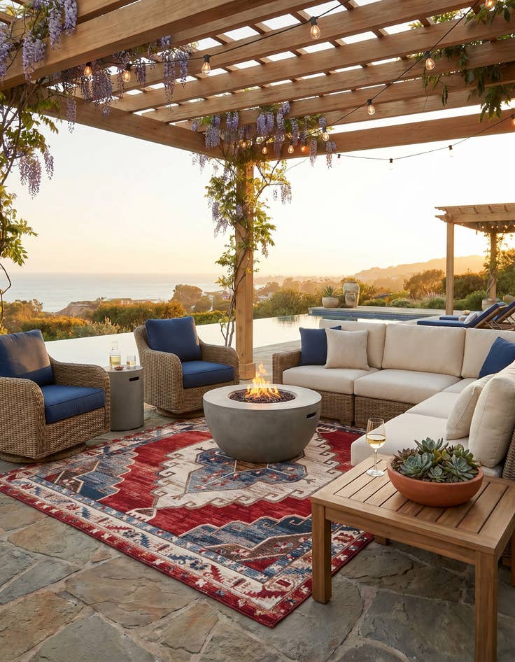 Detail image of 7' 10 x 7' 10 Easy-Clean Traditional Indoor / Outdoor Square Rug