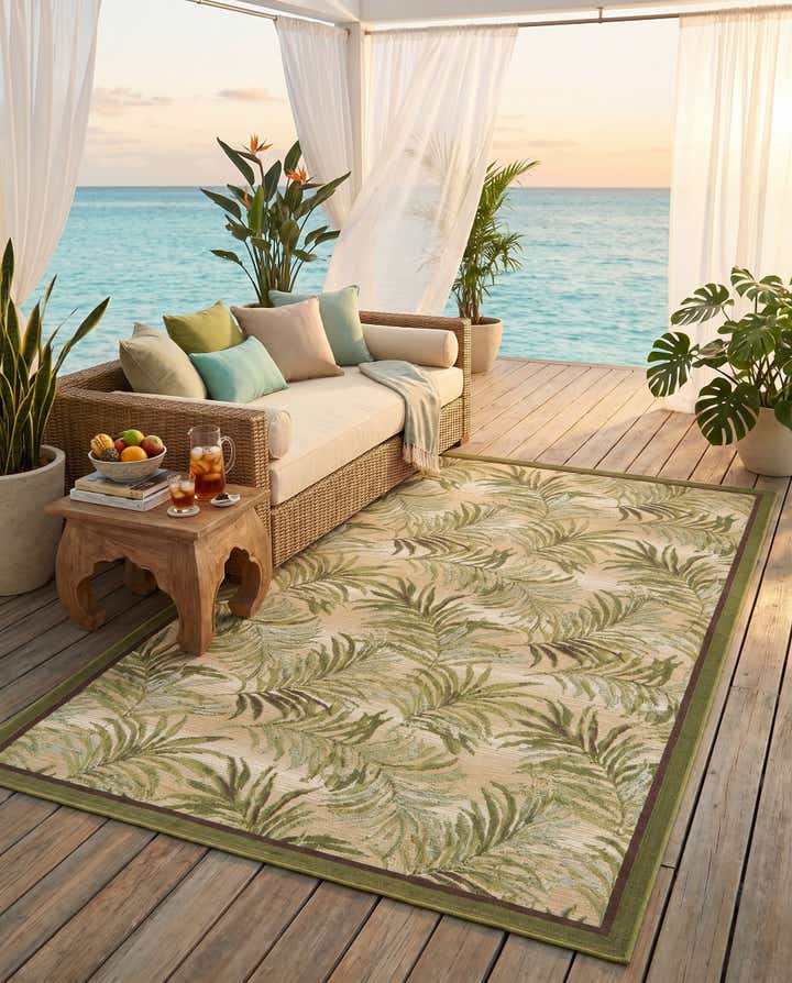 5' 3 x 8' Easy-Clean Botanical Indoor / Outdoor Rug