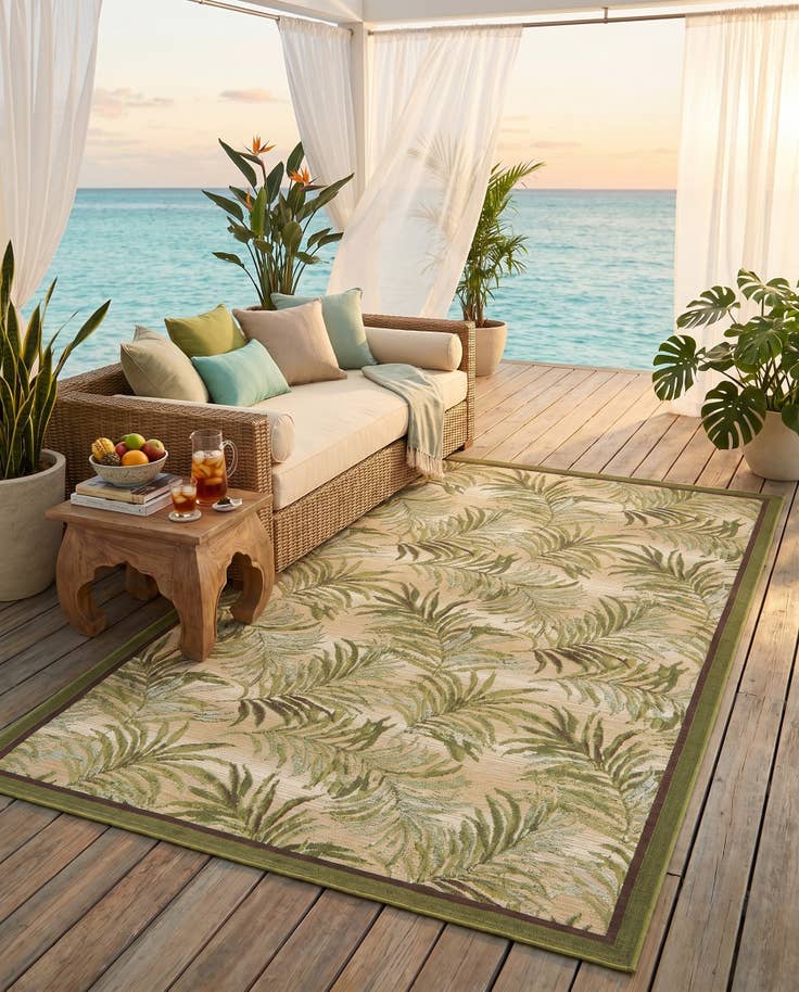 Detail image of 5' 3 x 8' Easy-Clean Botanical Indoor / Outdoor Rug