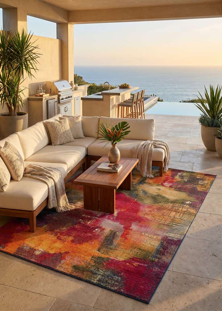 5' 3 x 8' Easy-Clean Modern Indoor / Outdoor Rug