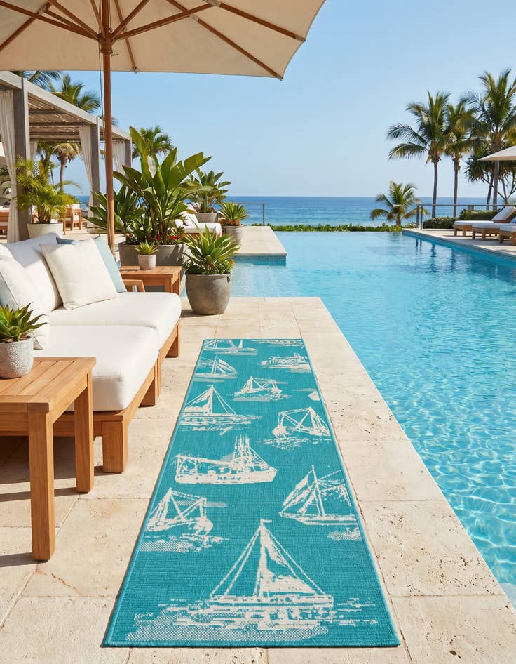 Detail image of 2' x 8' Easy-Clean Coastal Indoor / Outdoor Runner Rug