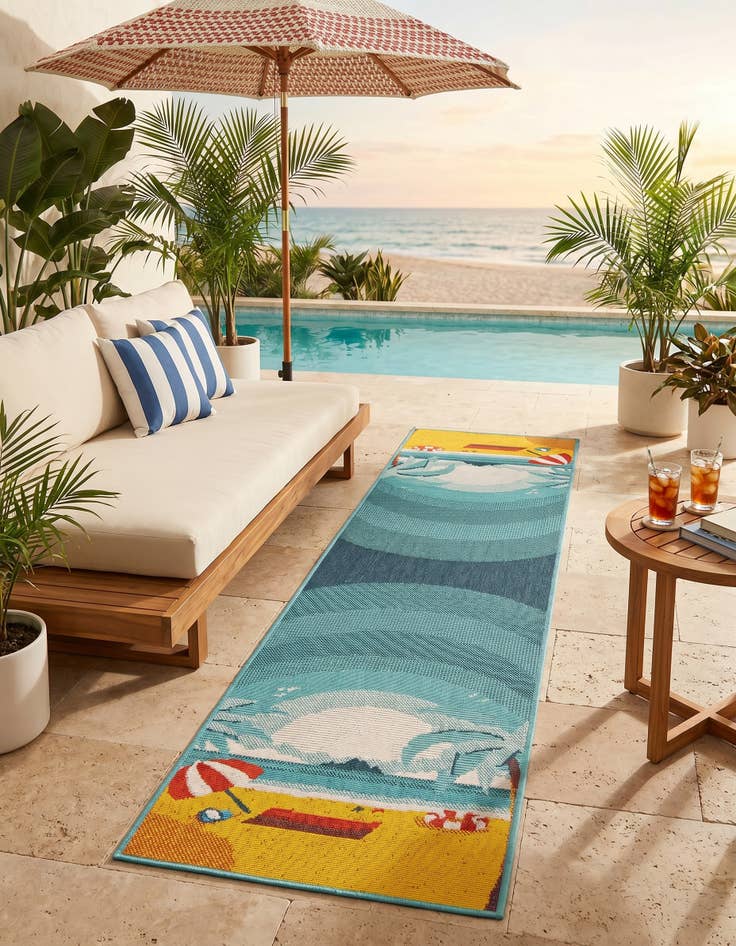 Detail image of 2' x 8' Easy-Clean Coastal Indoor / Outdoor Runner Rug