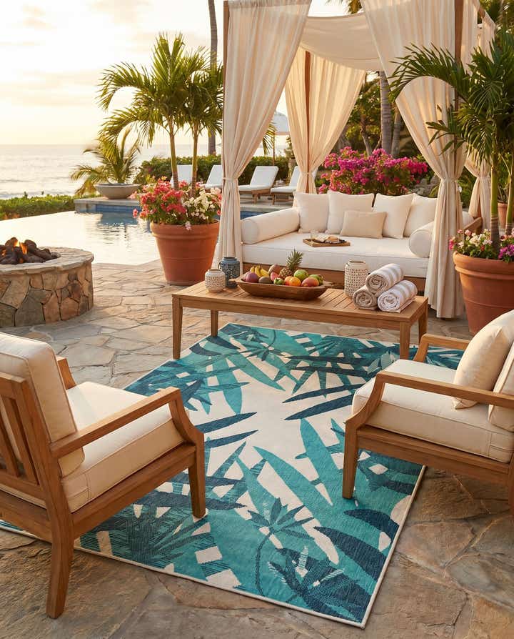 5' x 8' Easy-Clean Botanical Indoor / Outdoor Rug