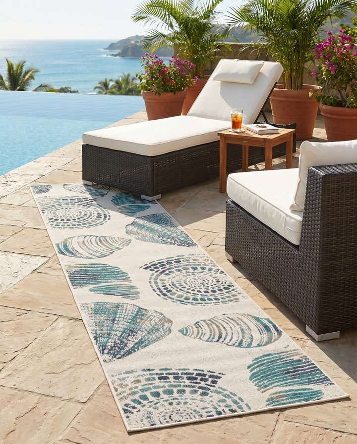 2' 7 x 10' Easy-Clean Coastal Indoor / Outdoor Runner Rug