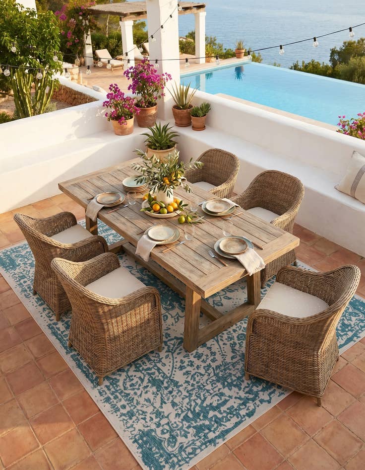 Detail image of 7' 10 x 10' Easy-Clean Traditional Indoor / Outdoor Rug